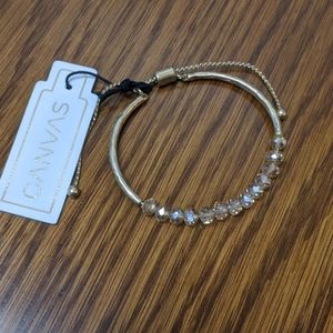 NWT Canvas Gold Beaded Bracelet
